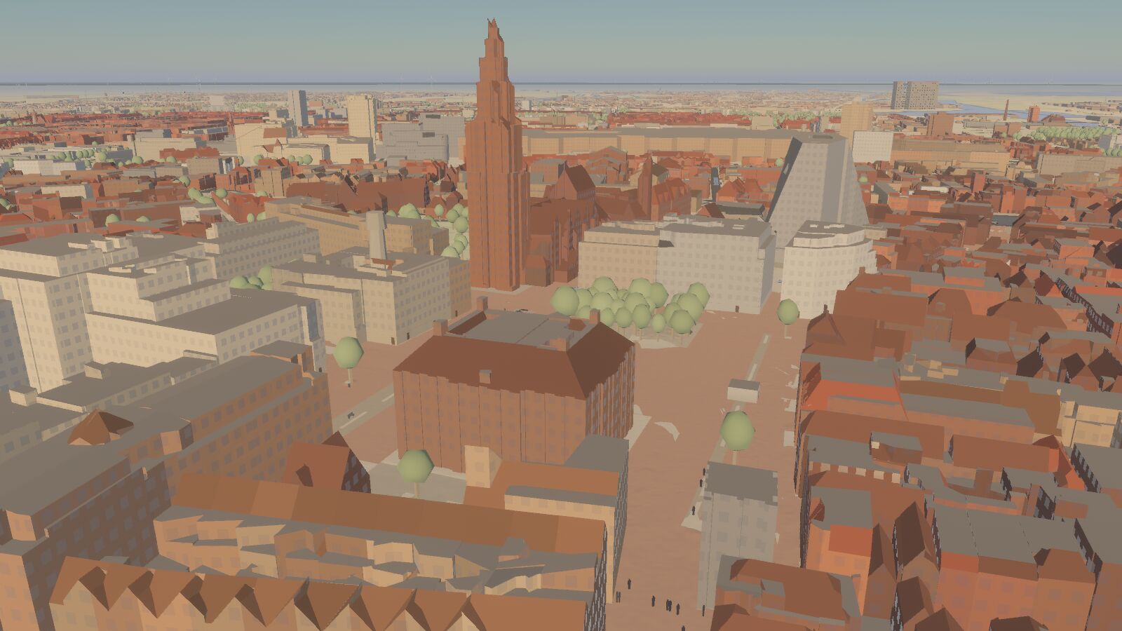Groningen's Grote Markt, rendered from 3DBAG
